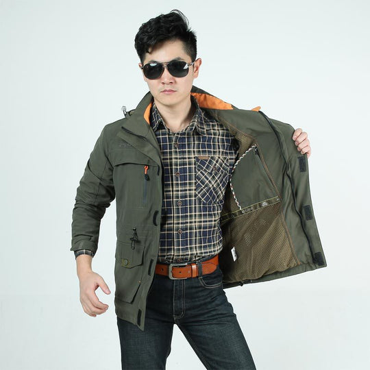 Herren Fieldjacke mit Mesh-Innenfutter, Kapuze und Multifunktions‑Taschen Shop Nory