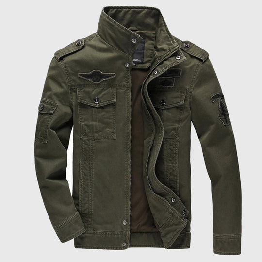 Herren Urbaner Canvas-Bomberblouson im Pilotencut mit Schulterepauletten und Thermal-Innenfutter Shop Nory