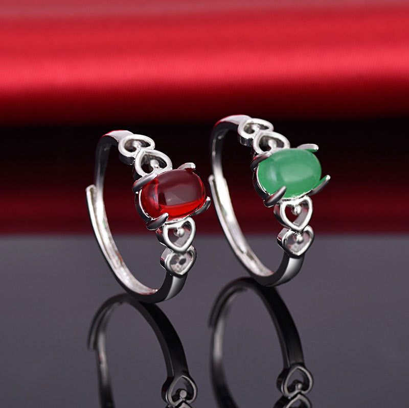 Damen bezaubernder Herzring mit rotem Edelstein Shop Nory