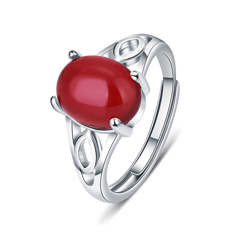 Damen Exklusiver Ring mit rotem Edelstein und filigranem Design Shop Nory
