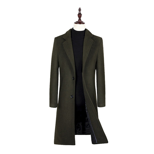Herren Eleganter Einreihiger Wollmix-Mantel mit gesteppter Innenfütterung Shop Nory
