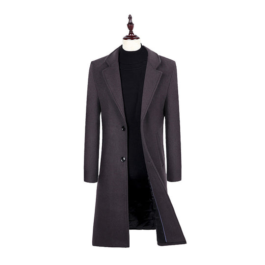Herren Eleganter Einreihiger Wollmix-Mantel mit gesteppter Innenfütterung Shop Nory