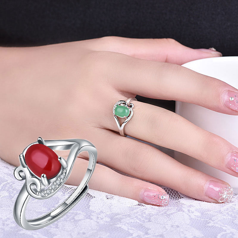Damen eleganter Ring mit rotem Edelstein und filigranem Design Shop Nory