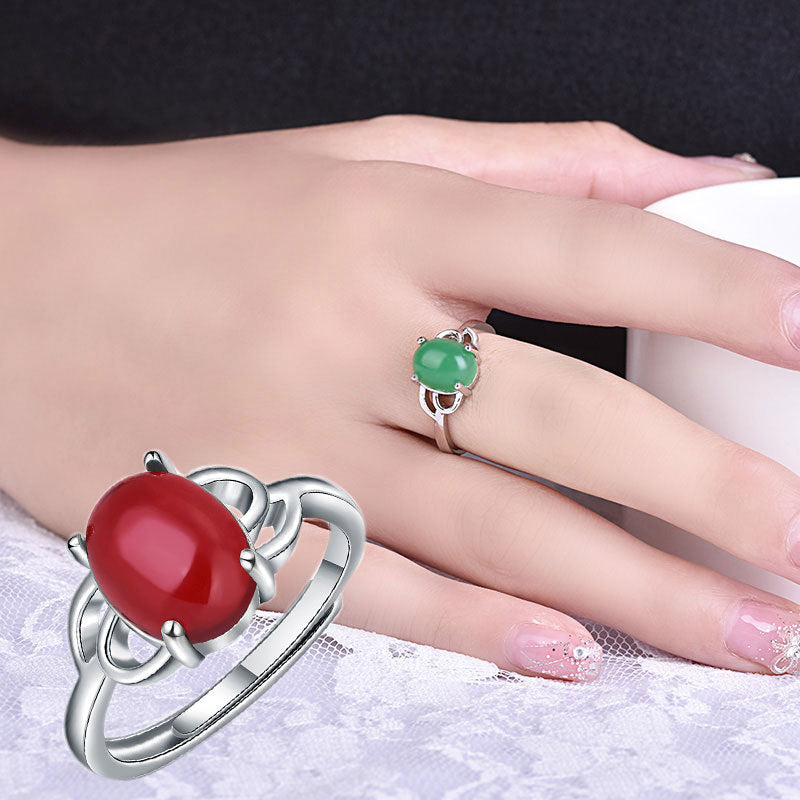 Damenring mit rotem Edelstein und filigranem Design Shop Nory