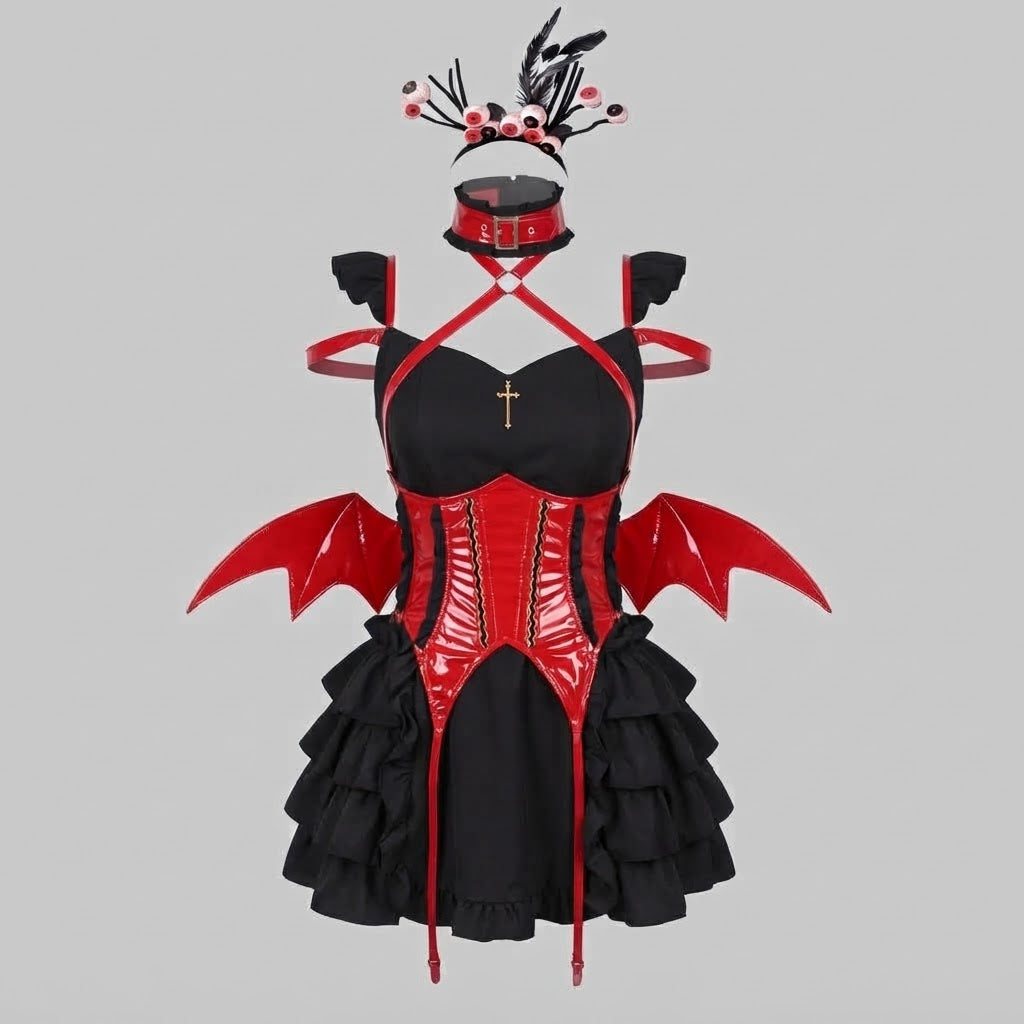 Damen Gothic Dienstmädchen-Kostüm mit voluminösem Rock und Spitzenakzenten Shop Nory