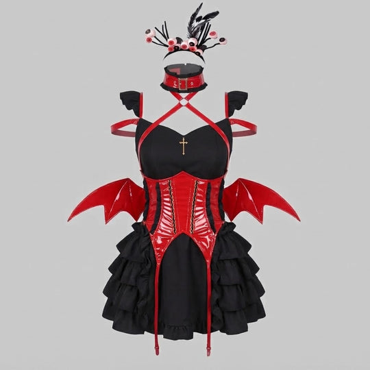 Damen Gothic Dienstmädchen-Kostüm mit voluminösem Rock und Spitzenakzenten Shop Nory