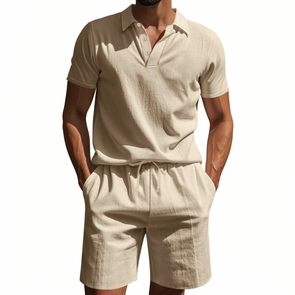 Kurzärmliges Poloshirt und Shorts Strandanzug