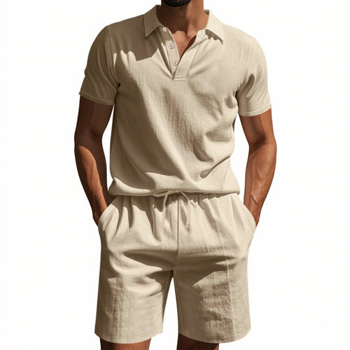 Kurzärmliges Poloshirt und Shorts Strandanzug