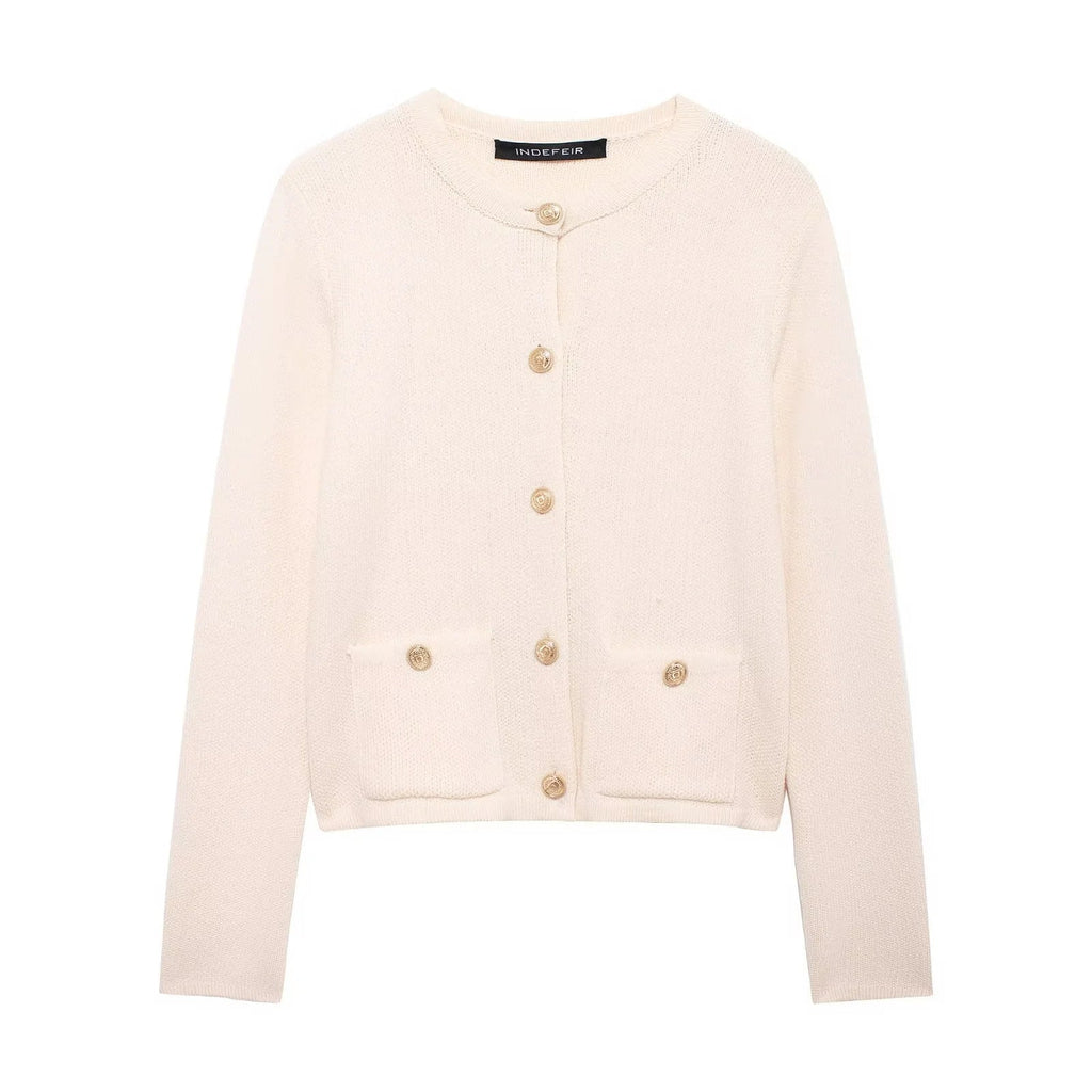 Lässiger Cardigan mit goldenem Knopfverschluss für Damen
