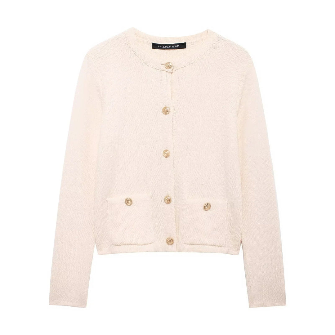 Lässiger Cardigan mit goldenem Knopfverschluss für Damen
