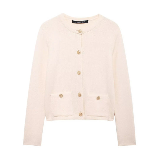 Lässiger Cardigan mit goldenem Knopfverschluss für Damen