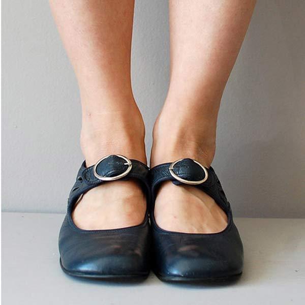 Damen Mary Jane Schuhe mit runder Spitze Vintage Stil