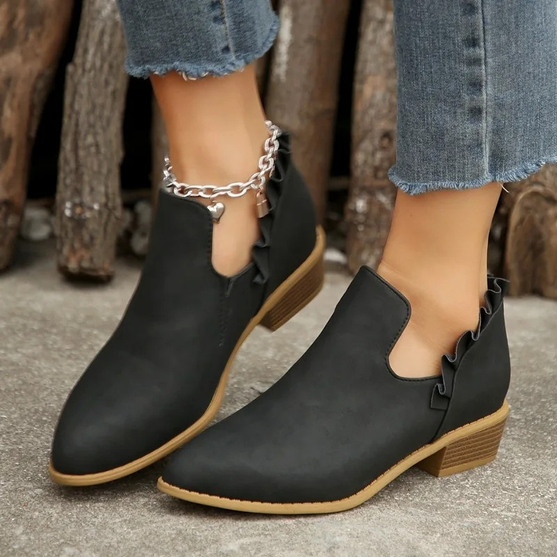 Elina Haltbare und Rutschfeste Stiefelette mit Rüschendetails Shopnory