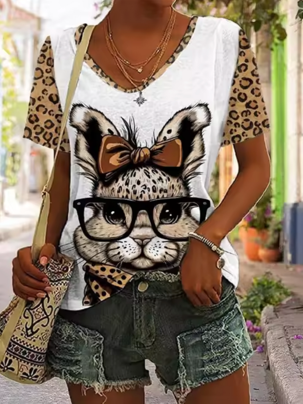 Weiße T-Shirts mit Hasenmotiven