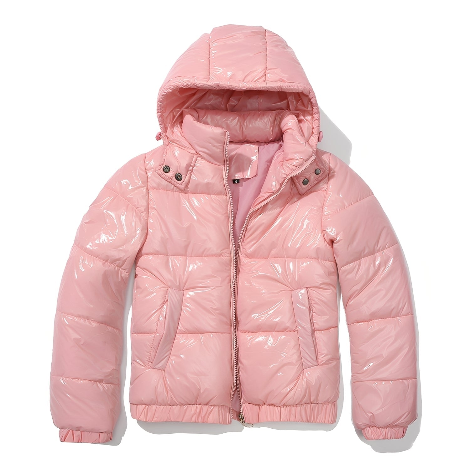 Elegante, glanzvolle Damenjacke mit Kapuze