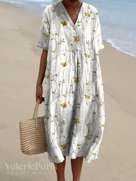 Lässiges Kleid mit Floralem Druck aus Atmungsaktivem Baumwollstoff