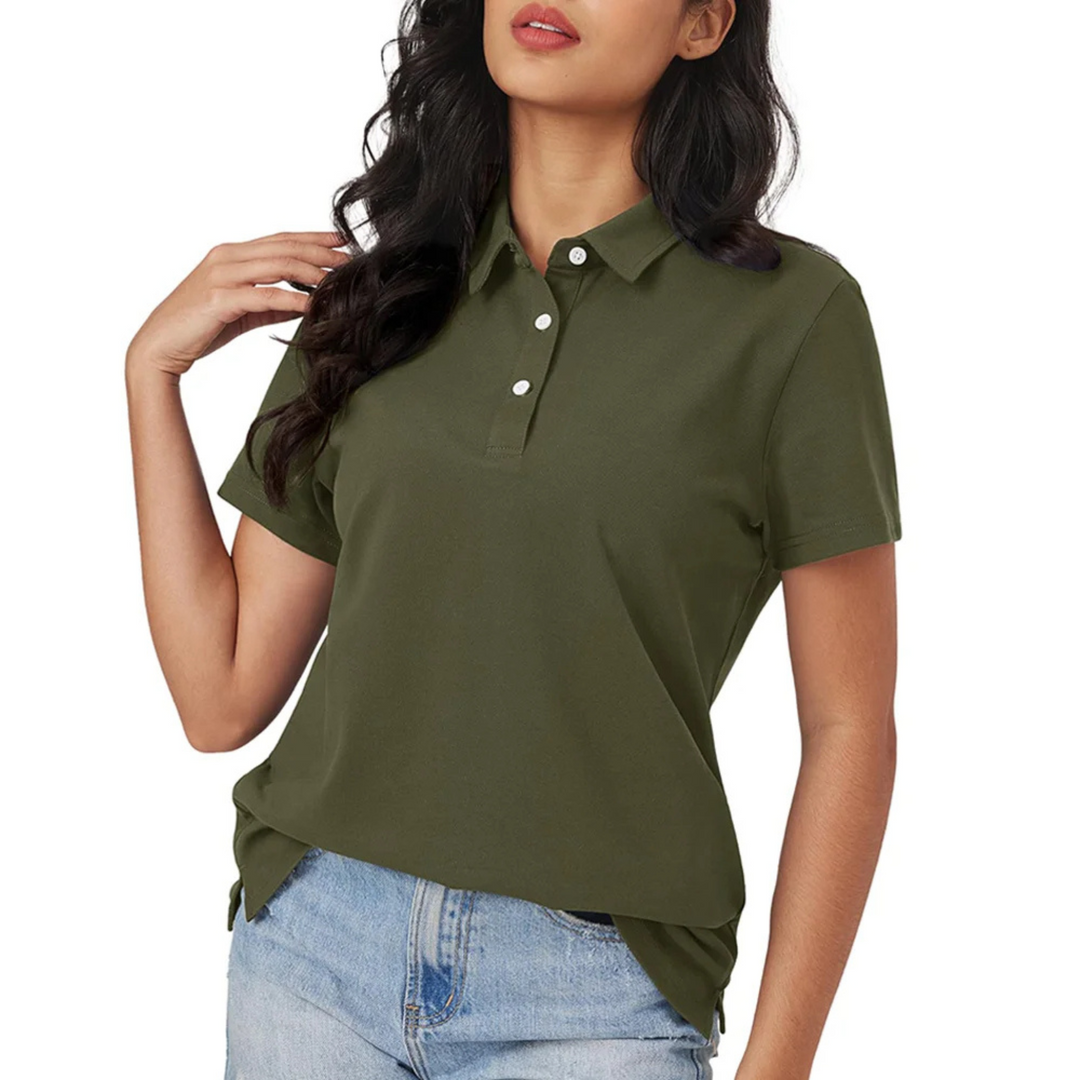 Blaue Seide Atmungsaktiv Leichtgewicht Damen Polo