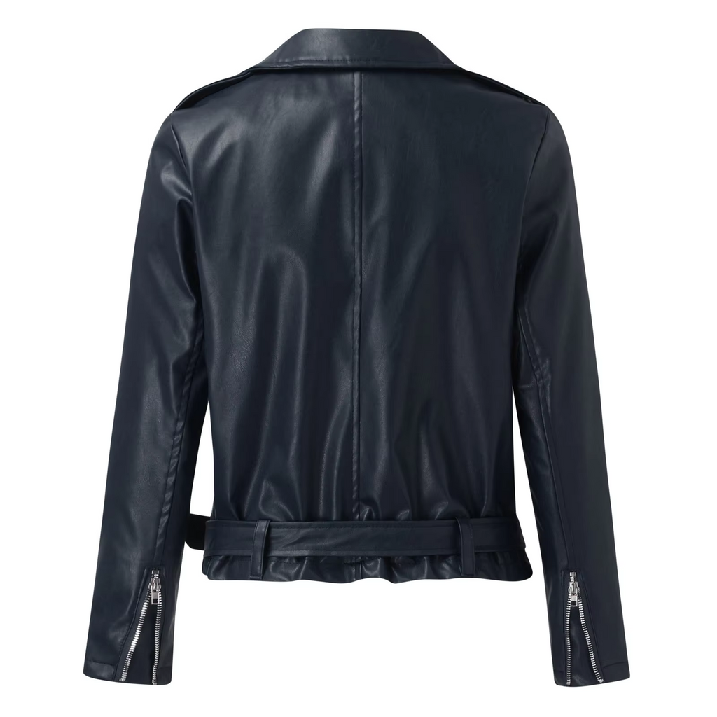 jacke Damen Biker Modell mit Gürtel und Reißverschlussdetails