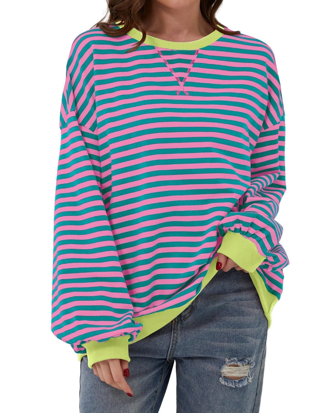 Eleganter, lockerer Damenpullover mit Streifen