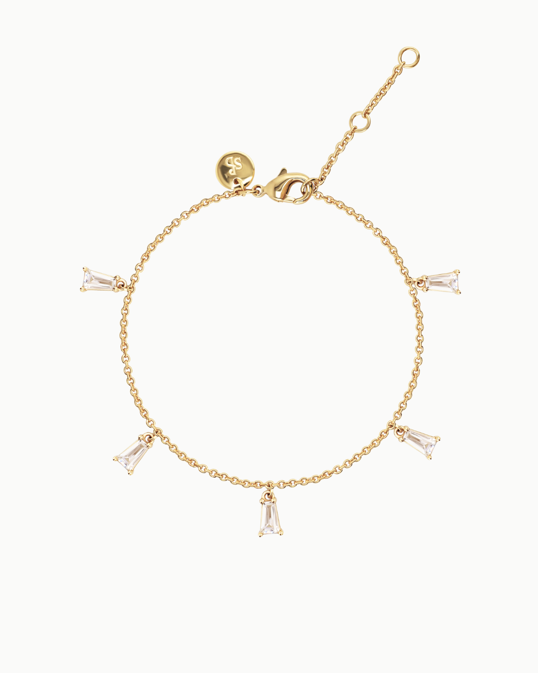 Luxe Lora Baguette Kristall Goldkette Armband | Shop Nory