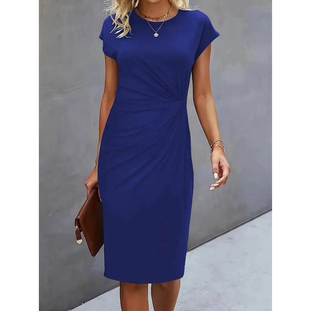Damen Taillenakzent Stil Kleid Kurzärmlich