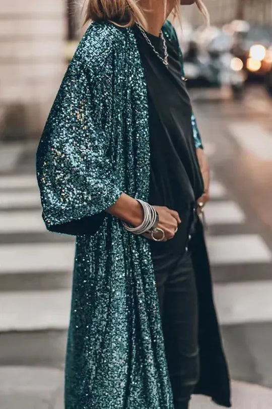 Glamour Kimono aus Pailletten mit Schlüsselloch