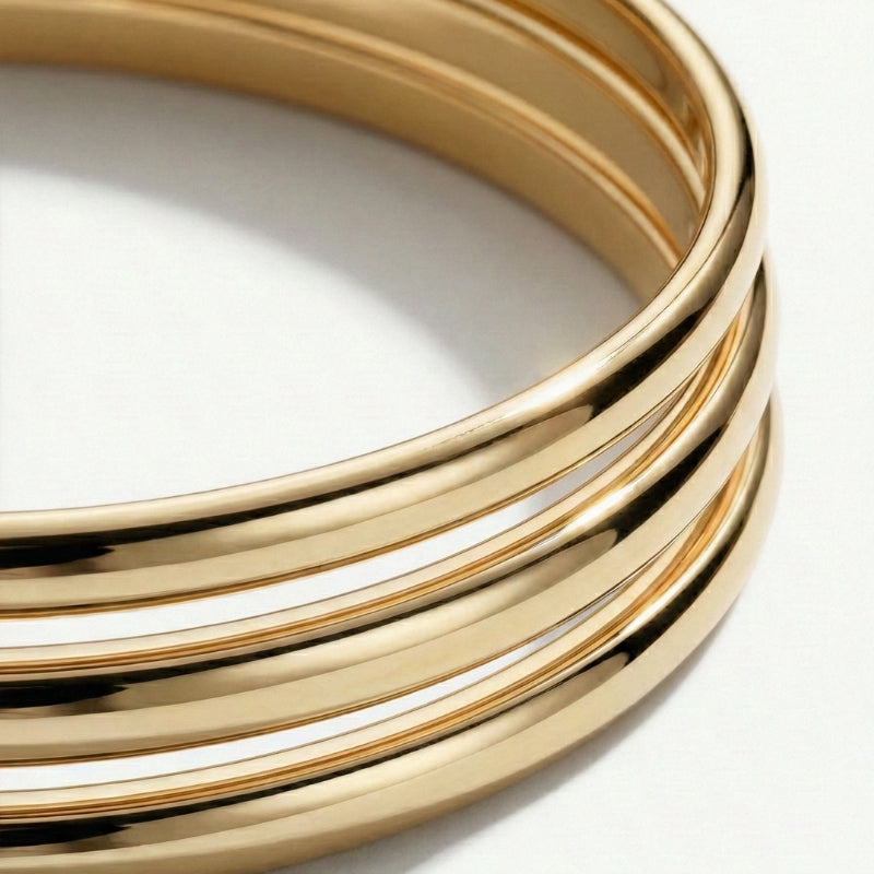 Damen Mehrreihiges Armreif-Set mit Polierter Oberfläche | Shop Nory