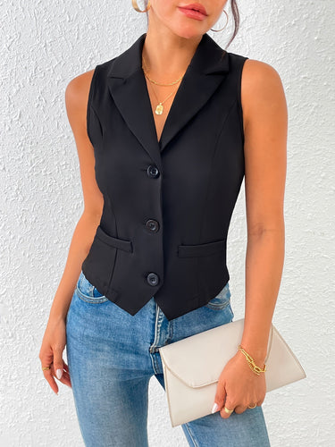 Damen Chic Frühling Schwarz Weste