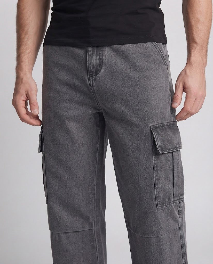Herren Weite Utility-Cargohose mit Knieeinsatz und Mehrfachtaschen Shop Nory