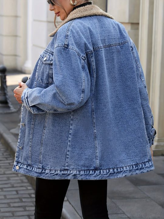 Denimjacke mit Sherpa-fleecefutter Baumwolle/polyester Warm und Stilvoll