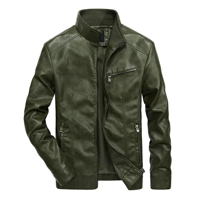 Lederjacke für Herren Frühlingsjacke mit Reißverschluss