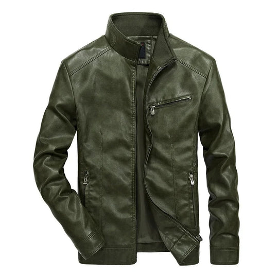 Lederjacke für Herren Frühlingsjacke mit Reißverschluss