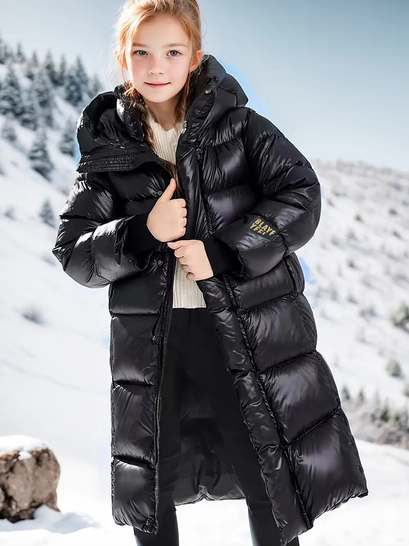 Shop Nory | Langer gesteppter Mantel mit Kapuze für Mädchen Emma
