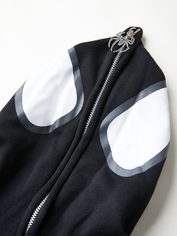 Hoodie mit Reißverschluss Und Spinnenprint