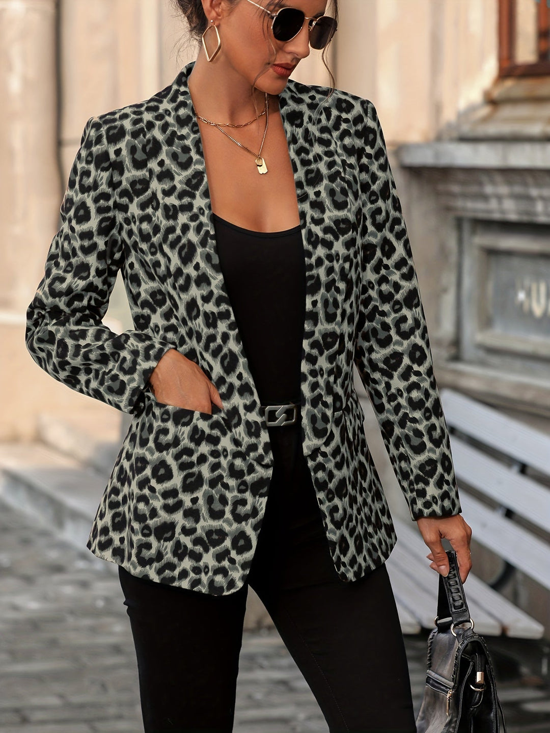 Eleganter Business Langblazer mit Leopardenmuster für alle Jahreszeiten