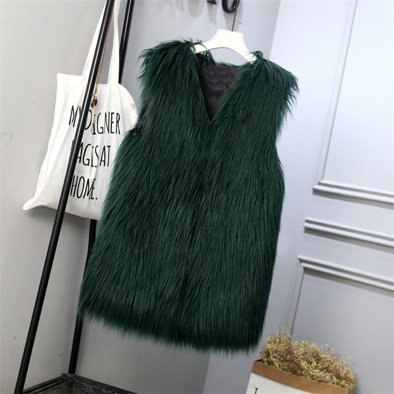 Damen Modische Kunstfell-Weste im trendigen Oversized-Schnitt