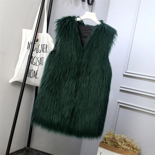 Damen Modische Kunstfell-Weste im trendigen Oversized-Schnitt