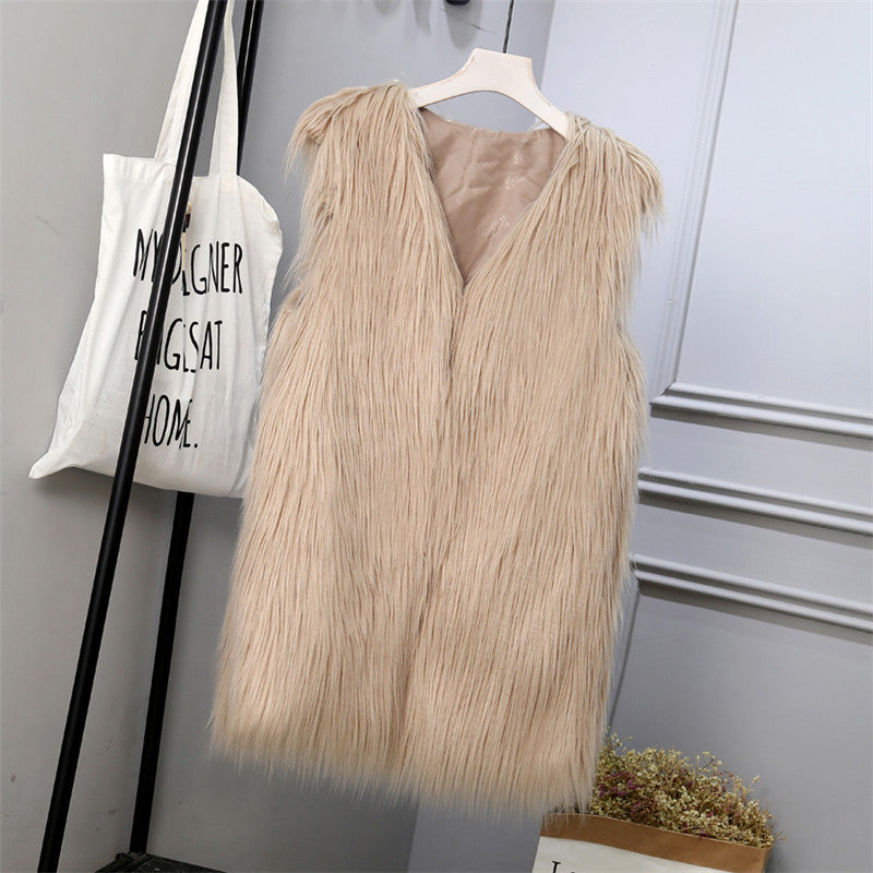 Damen Modische Kunstfell-Weste im trendigen Oversized-Schnitt