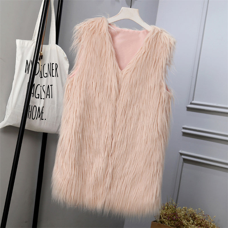 Damen Modische Kunstfell-Weste im trendigen Oversized-Schnitt