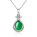 Damen verspielt eleganter Anhänger aus grünem Jade mit Zirkonia-Besatz Shop Nory