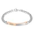 Damen modisches Edelstahlarmband mit gravierter Plakette und Zirkonia Shop Nory