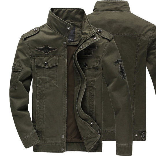 Herren Urbaner Canvas-Bomberblouson im Pilotencut mit Schulterepauletten und Thermal-Innenfutter Shop Nory