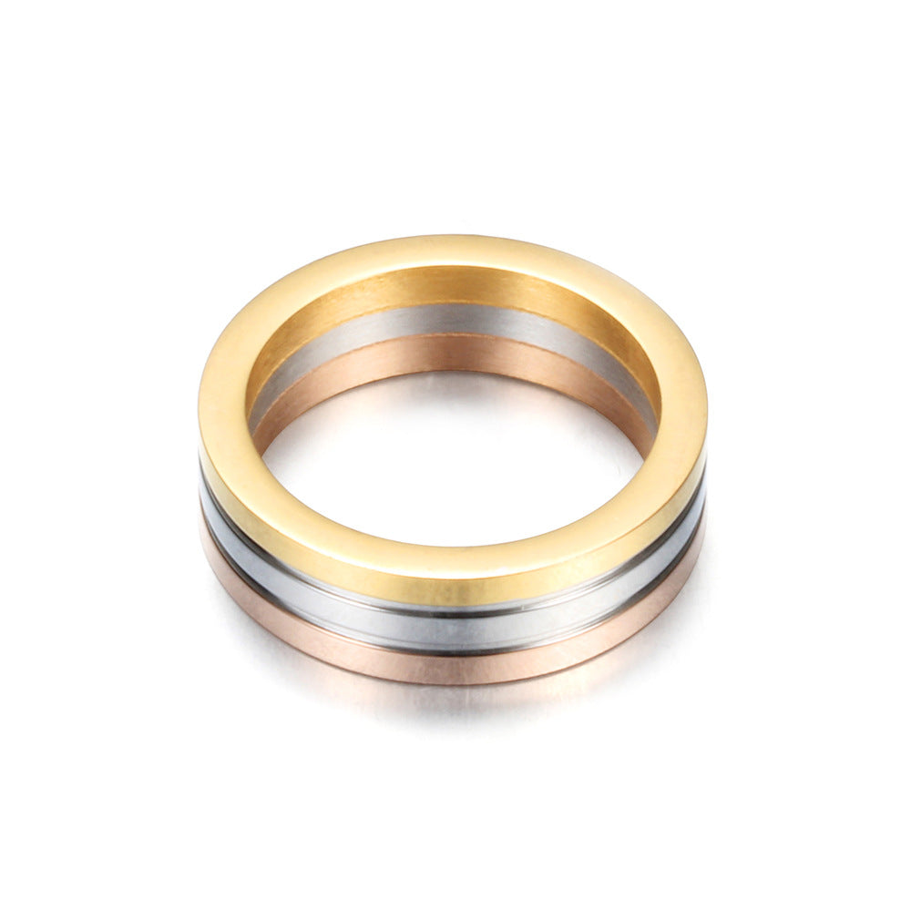 Damen Ring mit modernem dreifarbigen Edelstahl-Design Shop Nory