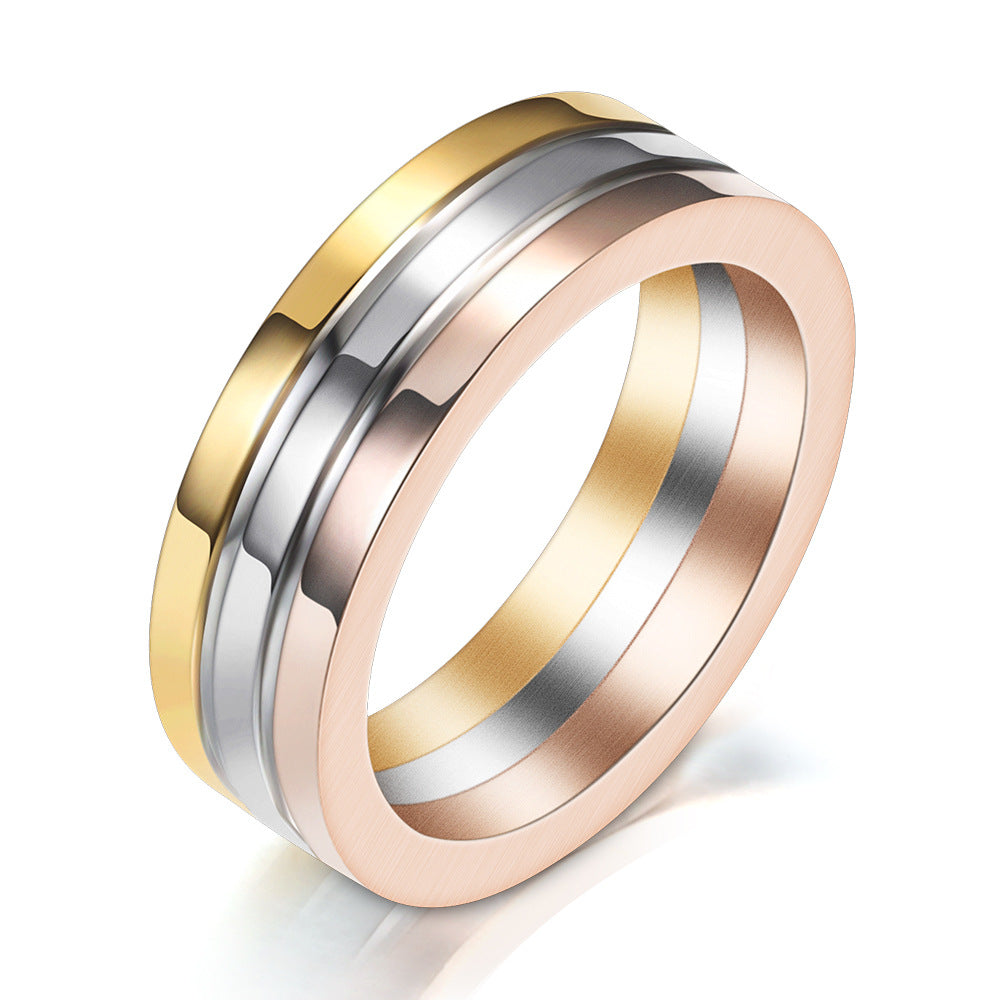Damen Ring mit modernem dreifarbigen Edelstahl-Design Shop Nory