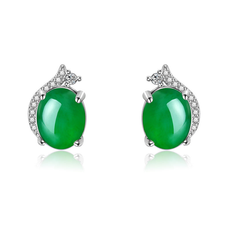 Damen Jadeschmuck Ohrstecker mit funkelnden Zirkonia Shop Nory