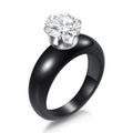 Damen Ring mit modernem schwarzen Design und elegantem funkelndem Kristall Shop Nory