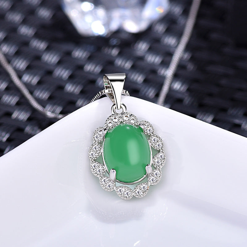Damen Halskette mit rotem Edelstein und funkelnden Zirkonia Shop Nory