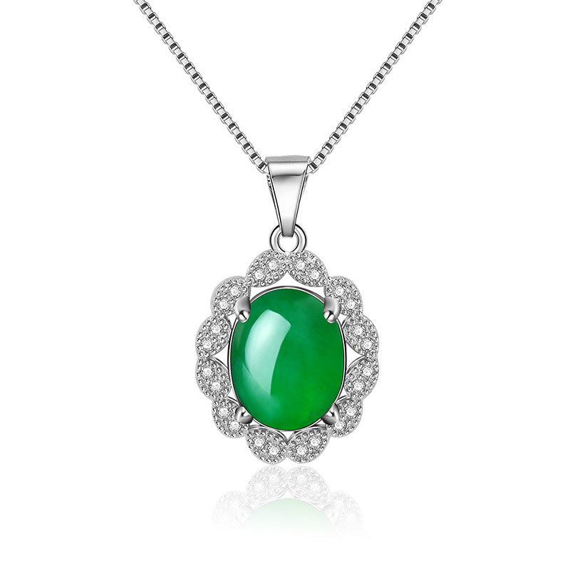 Damen Halskette mit rotem Edelstein und funkelnden Zirkonia Shop Nory