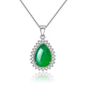 Damen Elegante Halskette mit tropfenförmigem Jade-Anhänger und Zirkonia Shop Nory