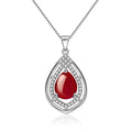 Damen Elegante Halskette mit rotem Edelstein und Zirkonia Shop Nory